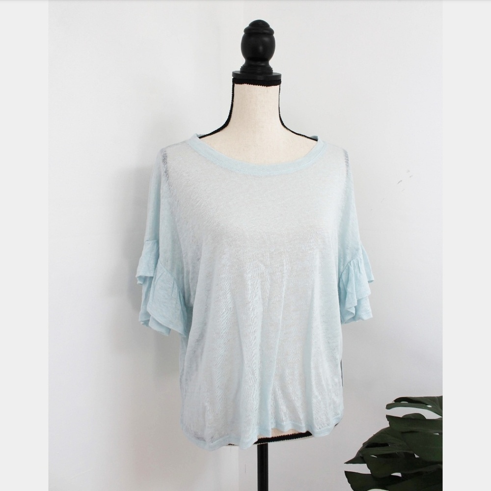 SALE! NWT 1. STATE BLUE RUFFLE KNIT TOP SIZE S